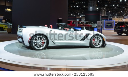 CHICAGO, IL/USA - FEBRUARY 12, 2015: 2015 Chevrolet Corvette Z06 car at the Chicago Auto Show (CAS), the largest auto show in North America.