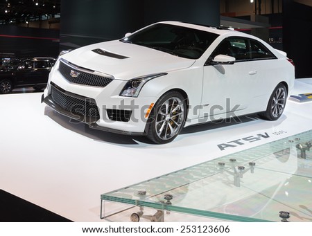 CHICAGO, IL/USA - FEBRUARY 12, 2015: 2015 Cadillac ATS-V car at the Chicago Auto Show (CAS), the largest auto show in North America.