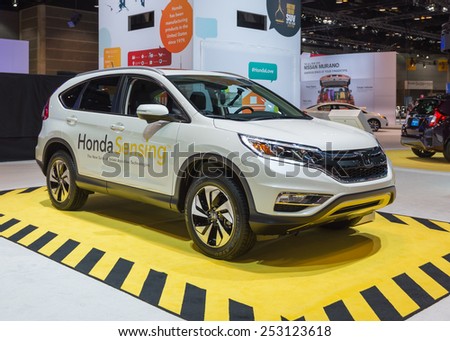 CHICAGO, IL/USA - FEBRUARY 12, 2015: 2015 Honda Sensing CR-V car at the Chicago Auto Show (CAS), the largest auto show in North America.
