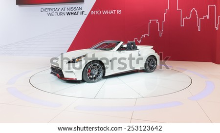 CHICAGO, IL/USA - FEBRUARY 12, 2015: 2015 Nissan 370Z Nismo car at the Chicago Auto Show (CAS), the largest auto show in North America.