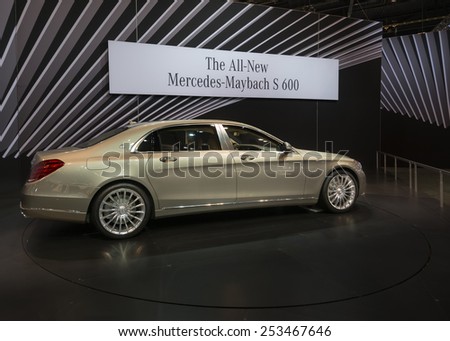 CHICAGO, IL/USA - FEBRUARY 13, 2015: 2016 Mercedes-Benz S-Class Maybach car at the Chicago Auto Show (CAS), the largest auto show in North America.