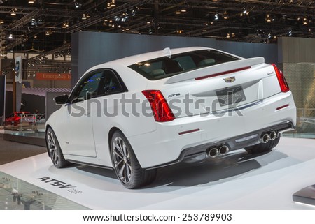 CHICAGO, IL/USA - FEBRUARY 12, 2015: 2015 Cadillac ATS-V car at the Chicago Auto Show (CAS), the largest auto show in North America.