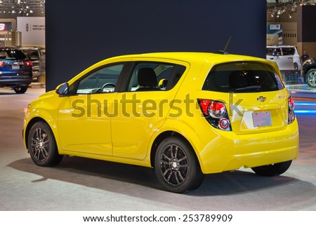 CHICAGO, IL/USA - FEBRUARY 13, 2015: 2015 Chevrolet Sonic LT car at the Chicago Auto Show (CAS), the largest auto show in North America.