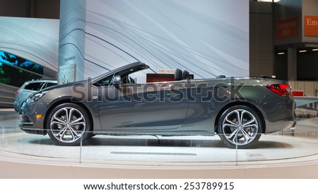 CHICAGO, IL/USA - FEBRUARY 13, 2015: 2016 Buick (Opel) Cascada car at the Chicago Auto Show (CAS), the largest auto show in North America.
