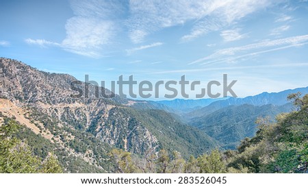 Angeles Crest Scenic Highway (SR2) cuts across the San Gabriel Mountains  in the Angeles National Forest, California