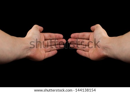 Mans bare Left and Right arms Isolated on Black Background