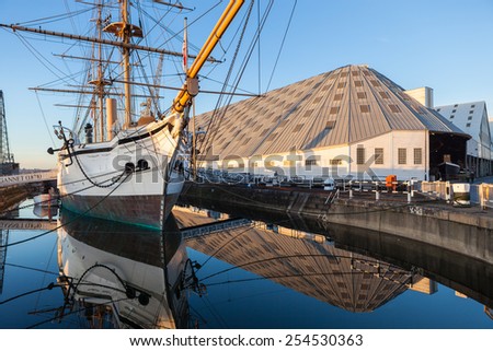 CHATHAM, UNITED KINGDOM - NOVEMBER 24, 2014: The HMS Gannet, a Victorian war ship, is now on display at The Historic Dockyard Chatham.