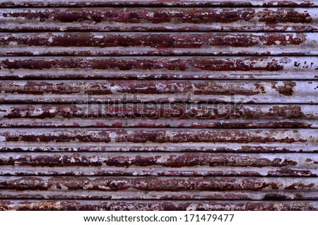 Corrugated Metal Sheet texture, background in red brown color