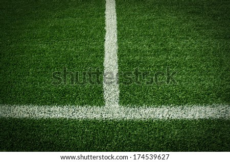 Artificial Green Turf Texture Background With White Line Marks