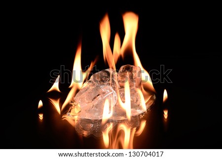 Ice that has been burned in a fire