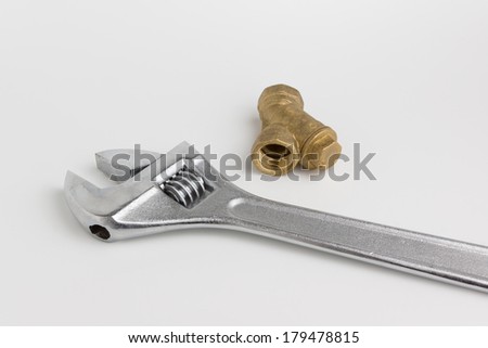 wrenches with land water pipe on a white background