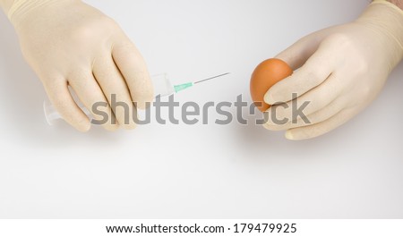 the medical worker carries out a test fence from egg on bird\'s flu
