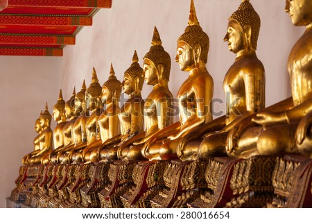 buddha images at Wat Pho in Bangkok, Thailand (public place)