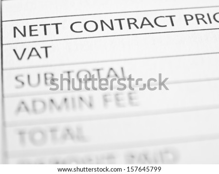 NETT CONTRACT PRICE written on a form or contract close up.