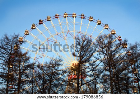 Moscow. Ferris wheel. Ferris wheel - the most famous attraction in Moscow, the largest in Russia. The height of the Ferris wheel 73 meters, diameter of 70 meters.
