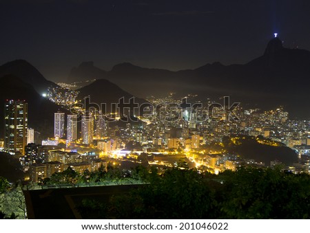 The night of Rio de Janeiro. the view from the mountain \