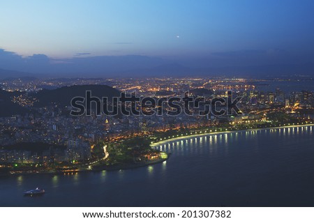 The night of Rio de Janeiro. The view from the mountain \