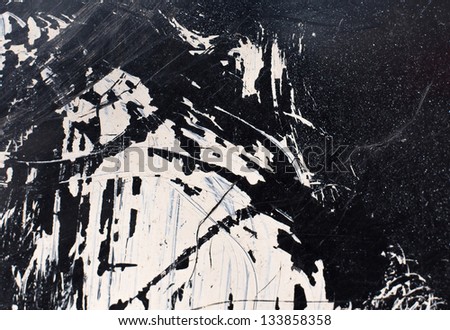 Close up of black metal texture with white paint streaks