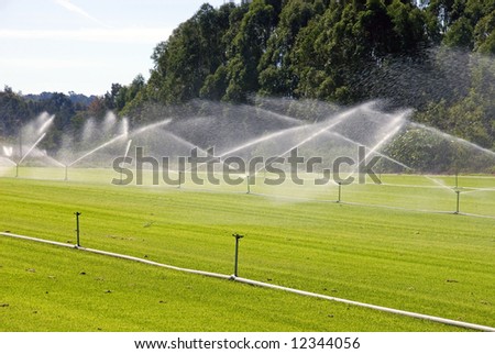 An irrigation system on a turf farm, near Windsor, New South Wales, Australia
