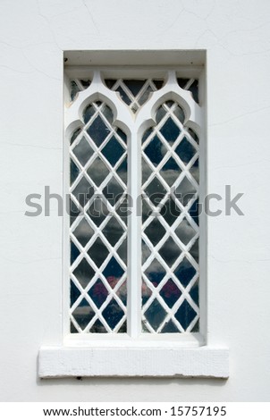 Ornate church window, Christ Church, Bong Bong, near Moss Vale, New South Wales, Australia