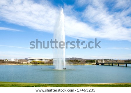 The Captain Cook Memorial Water Jet, Lake Burley Griffin, Canberra, Australia