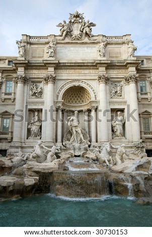 The Trevi Fountain, Rome, Italy, featuring the statue of Oceanus - the God of Water