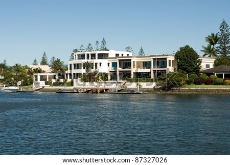 Luxury homes on a waterway, Surfers Paradise, Queensland, Australia