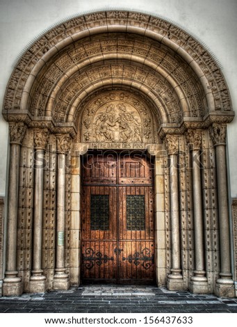 entrance of a church in Cannes (France), high dynamic range