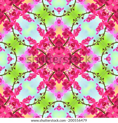 Colorful seamless pattern made from pink flower ( Ascda.Saint Valentine orchid flower ) texture background