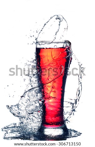 Water Splash on Water glass With White Background