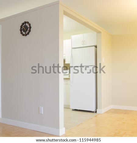 Empty Living Room with kitchen  in a new apartment