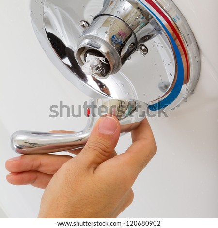 Broken Shower faucet cold and hot water in the bathroom