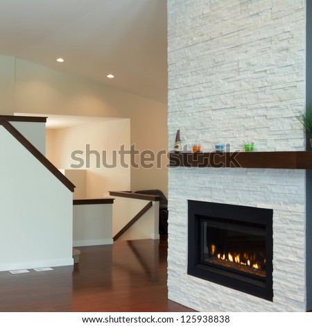 Interior Design Of Modern Living Room With Fireplace In A New ...