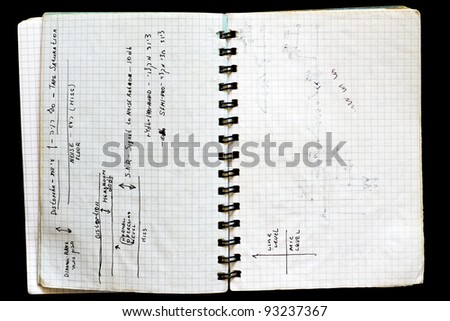 Notepad with a spiral binding checkered sheets and lettering