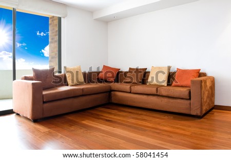 Living room with big sofa - interior design