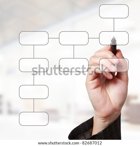 Technology concept: hand with a pen touch making a diagram in a digital screen