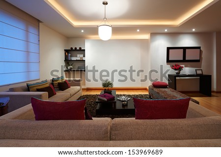 Interior Design Series: Modern Living Room With Empty White Wall