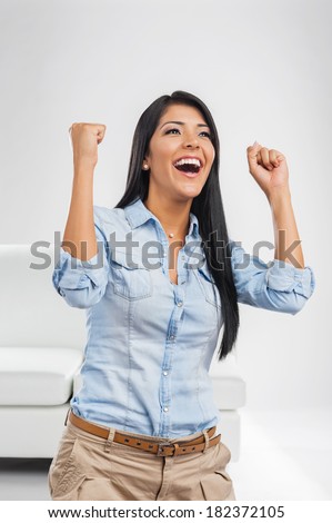 World cup series: Young woman celebrating soccer goal