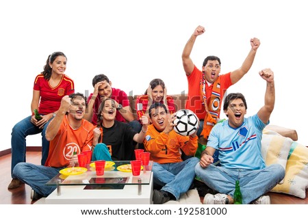 World Cup: Group of friends celebrating soccer match
