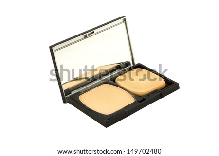 Cosmetic Powder Compact isolate on white with cliping mask.