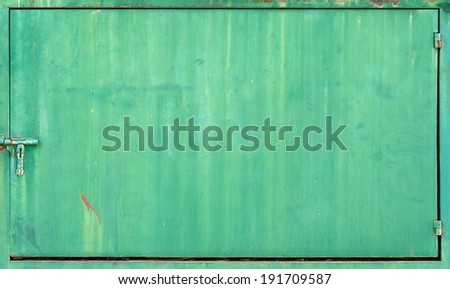 Green metal door