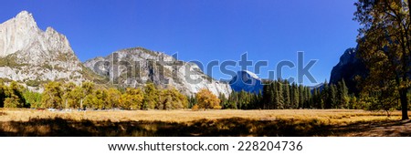Panoramic view of Yosemite nation park, California, USA.