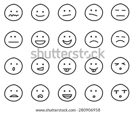 Collection of freehand drawing of emoticons.