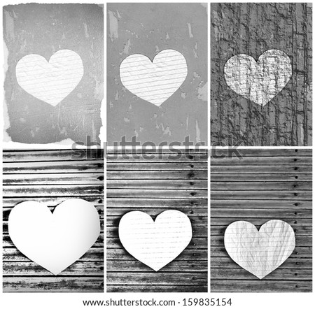 Heart shaped set symbols in black and white,abstract love background