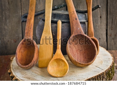 Rustic kitchen utensils