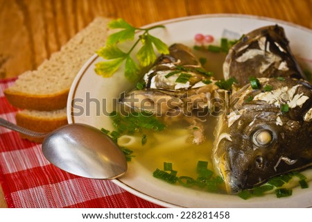 Tasty soup fish heads