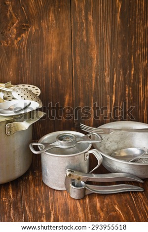 Rustic kitchen utensils