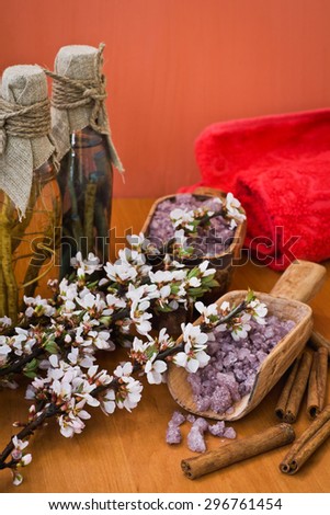 The composition of flowers, sea salt and medicinal infusion of the roots