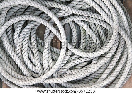 Thick rope for the sails on the deck of a sail ship