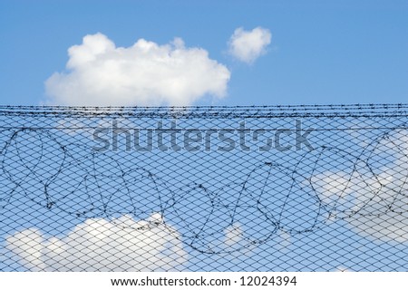 The top part of the fence protecting territory of prison
